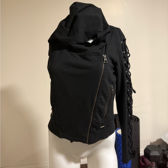 Triple Five Soul Tops - 7/$50 Triple Five Soul  Zip Hoodie with Lace-Up Mesh Sleeves